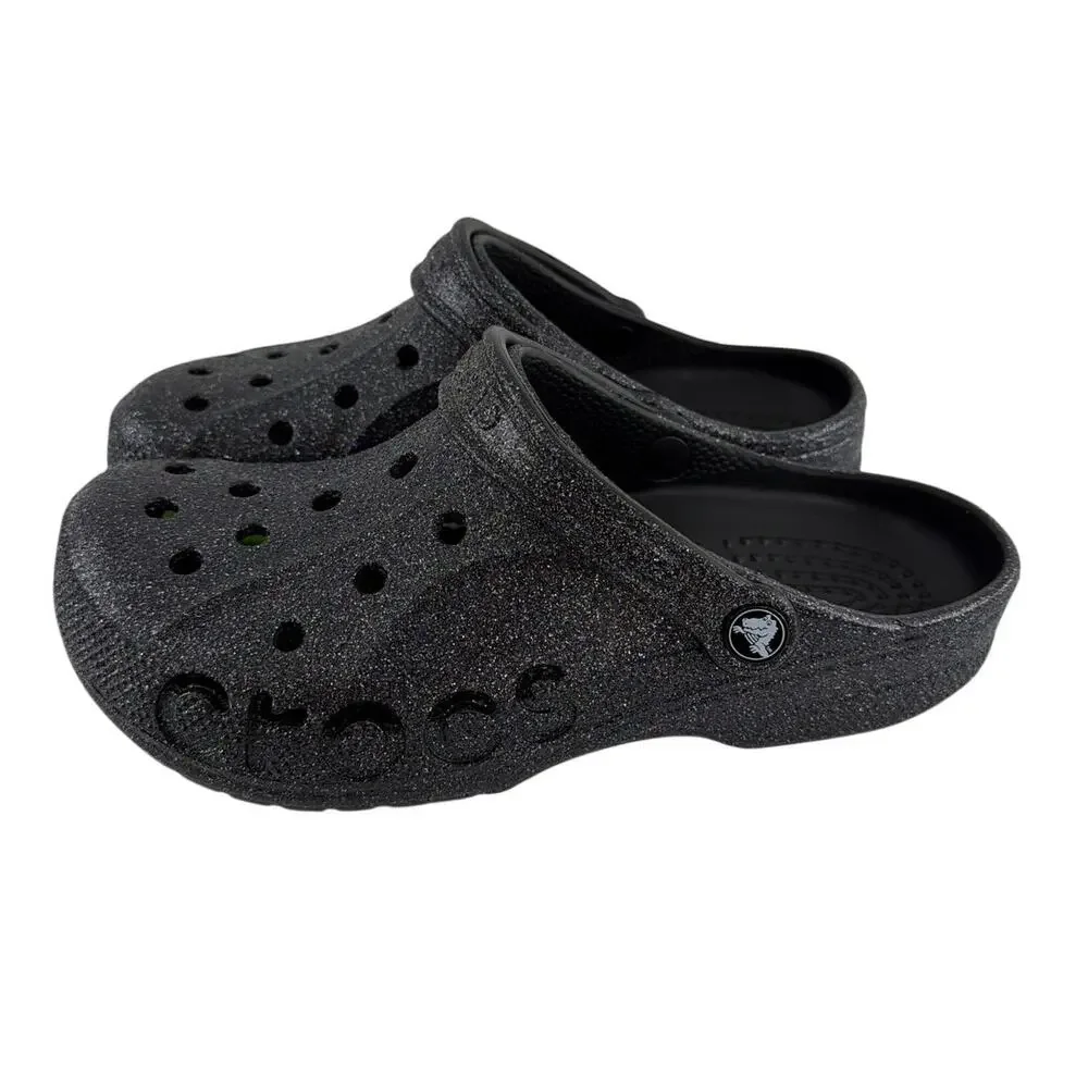 Crocs Unisex Black Baya Glitter Clogs Size M's 7 W's 9 - Picture 7 of 12